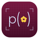 The p(bloom) Wallpapers icon: p( ) in thin type with a yellow flower between the parentheses, on magenta, framed by the sheets' corner marks.